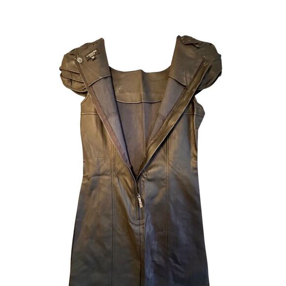 La Belle Roc Faux Leather Mini Dress Sz. S Studded Puff Sleeve Y2K Whimsygoth - Picture 5 of 16